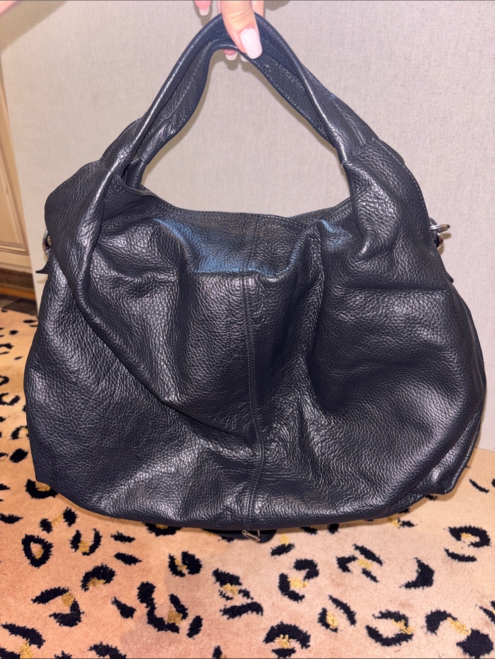Furla Black Pebbled Leather Shoulder Bag with Detachable Strap - Picture 2 of 6